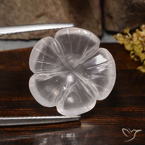 11.24ct Natural White Rose Quartz, Flower Cut, Transparent