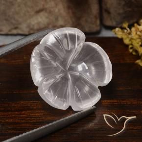11.24 ct White Rose Quartz Stone, Natural Rose Quartz in Carved Flower Shape for Sale