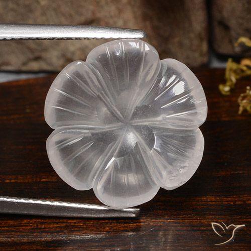 10.15ct Natural White Rose Quartz, Flower Cut, Transparent