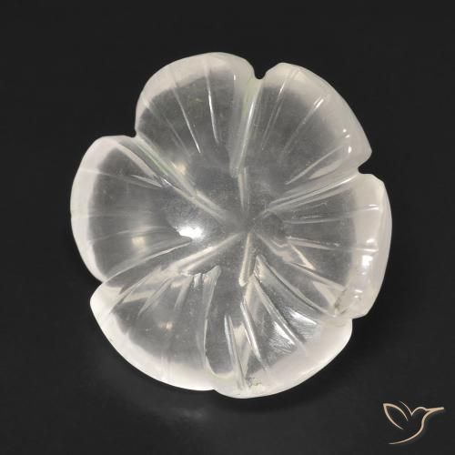 10.91 ct Pink Rose Quartz Stone, Natural Rose Quartz in Carved Flower Shape for Sale