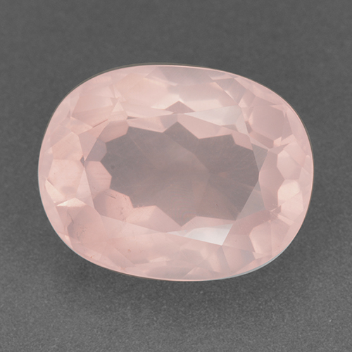 Coral Pink Rose Quartz Gem - 13ct Oval Facet (ID: 499941)