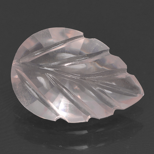 Light Coral Pink Rosenquarz Edelstein - 2ct Fantasy Carved Leaf (ID: 501055)