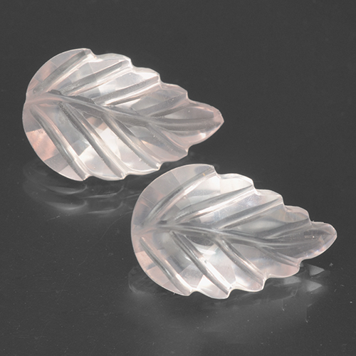 White Rose Quartz Gem - 3ct Fantasy Carved Leaf (ID: 501390)
