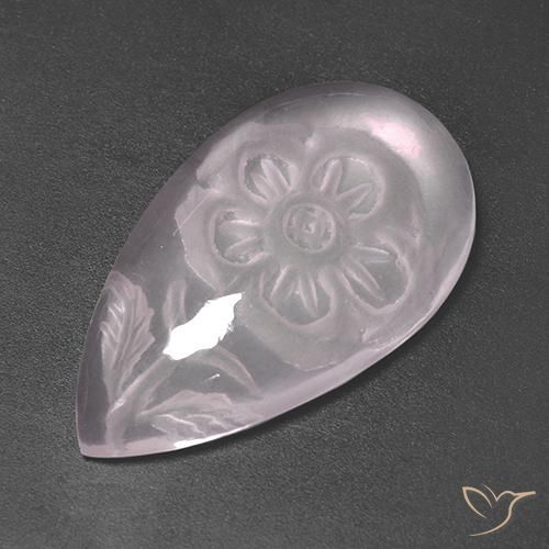 13.62 ct Pink Rose Quartz Gemstone, Rose Quartz Gem in Carved Pear Shape for Sale.