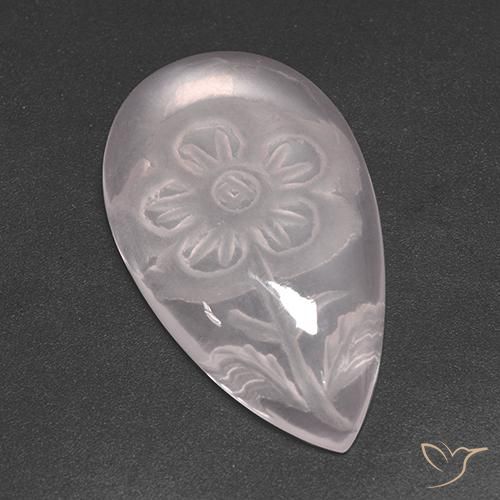 13.62 ct Pink Rose Quartz Stone, Natural Rose Quartz in Carved Pear Shape for Sale