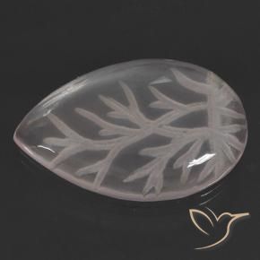 10.17 ct White Rose Quartz Stone, Natural Rose Quartz in Carved Pear Shape for Sale