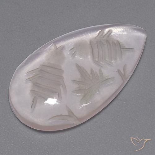 6.13 ct White Rose Quartz Stone, Natural Rose Quartz in Carved Pear Shape for Sale