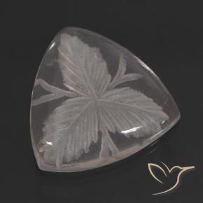 10.38 ct White Rose Quartz Stone, Natural Rose Quartz in Carved Trillion Shape for Sale
