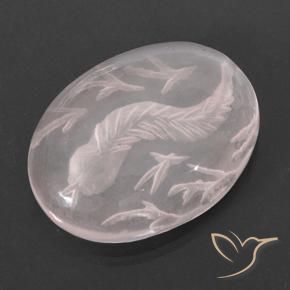 16.91 ct Pink Rose Quartz Stone, Natural Rose Quartz in Carved Oval Shape for Sale