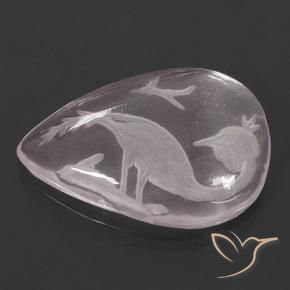 9.73 ct Pink Rose Quartz Stone, Natural Rose Quartz in Carved Pear Shape for Sale