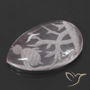 9.26 ct White Rose Quartz Stone, Natural Rose Quartz in Carved Pear Shape for Sale