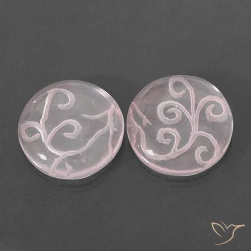 18.75 ctw Pink Rose Quartz Stones, Natural Rose Quartz in Carved Round Shape for Sale