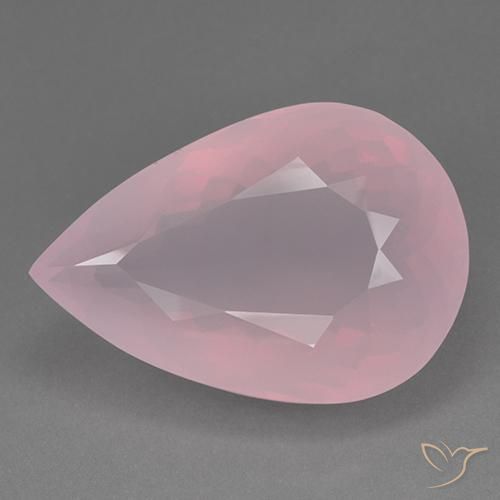 98.09ct Natural Rose Pink Rose Quartz, Pear Shape, Transparent