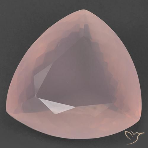 104.33ct Natural Light Coral Pink Rose Quartz, Trillion, Transparent
