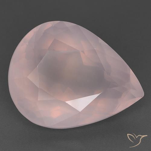 Light Coral Pink Rosenquarz Edelstein - 20.4ct Birnen Schliff (ID: 525232)