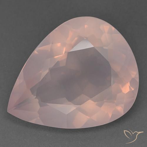 46.14ct Natural Light Coral Pink Rose Quartz, Pear Shape, Transparent