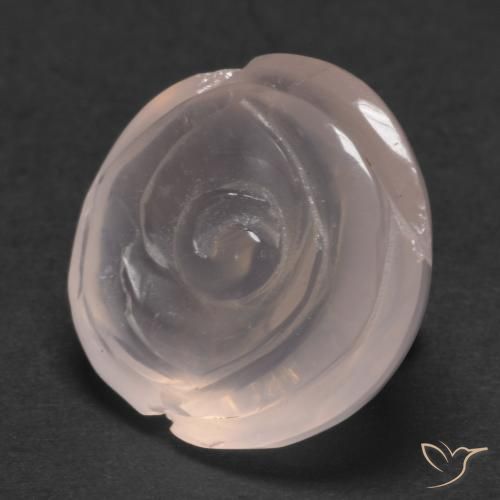 17.48 ct Pink Rose Quartz Stone, Natural Rose Quartz in Carved Rose Shape for Sale