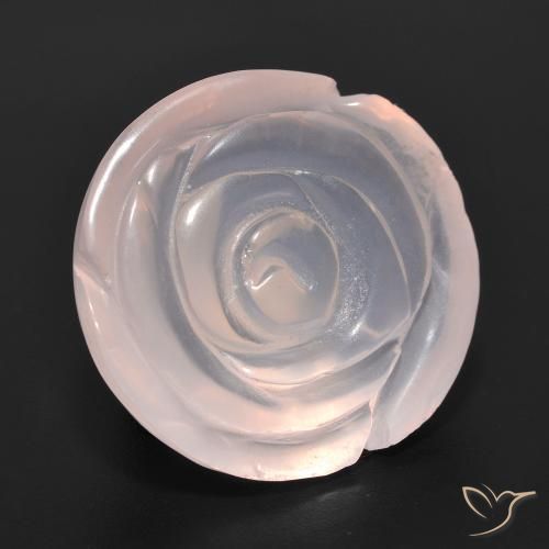 15.96 ct Pink Rose Quartz Stone, Natural Rose Quartz in Carved Rose Shape for Sale