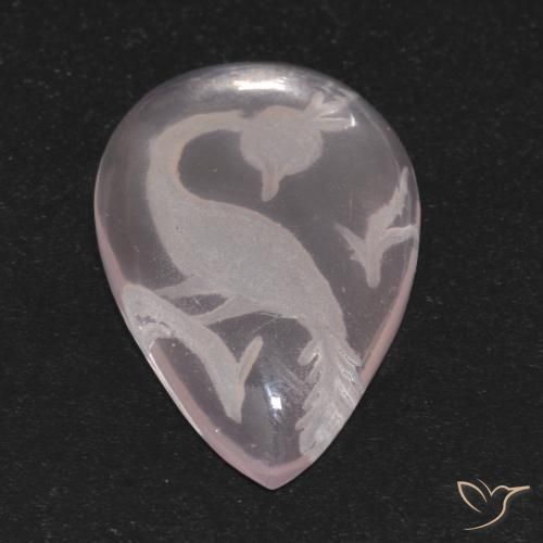 Rose Quartz Gemstone in 20.4 x 13.9 mm Size for Sale, Rose Quartz Stone in Very Light Pink Color