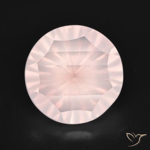 5.07ct Round Concave Cut Pink Rose Quartz from Brazil, Dimension 11.9mm, Transparent Clarity, Natural untreated gemstone, 1pc Rose Quartz in Light Peach Rose Color, Mohs Hardness of 7 suitable for daily wear jewelry, Photo A