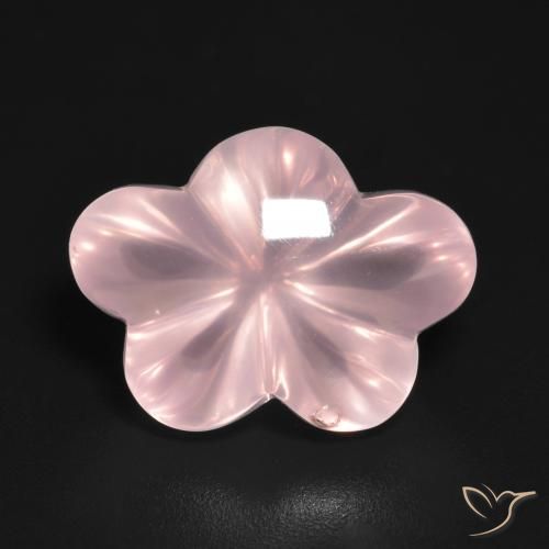 9.56ct Natural Medium Pink Rose Quartz, Flower Cut, Transparent