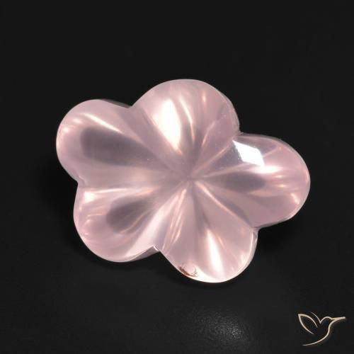 9.56 ct Pink Rose Quartz Stone, Natural Rose Quartz in Carved Flower Shape for Sale