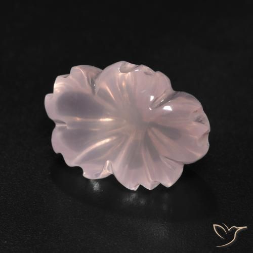 6.60 ct Pink Rose Quartz Stone, Natural Rose Quartz in Carved Flower Shape for Sale