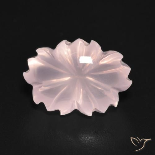 6.60 ct Pink Rose Quartz Stone, Natural Rose Quartz in Carved Flower Shape for Sale