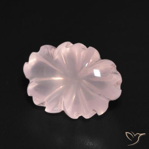 6.71 ct Pink Rose Quartz Stone, Natural Rose Quartz in Carved Flower Shape for Sale