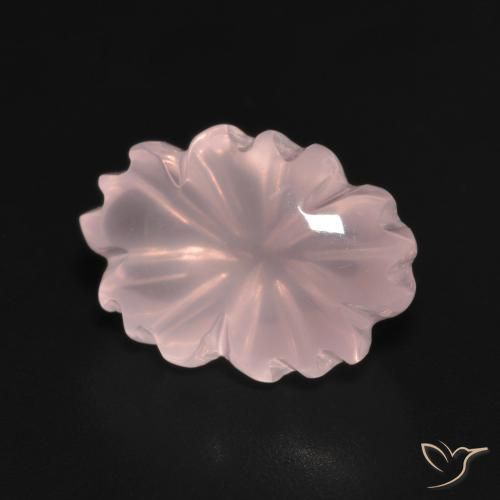 6.32 ct Pink Rose Quartz Stone, Natural Rose Quartz in Carved Flower Shape for Sale