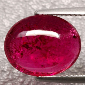 5.88 ct Red Rubellite Tourmaline Gemstone, Rubellite Tourmaline Gem in Oval Cabochon Shape for Sale.