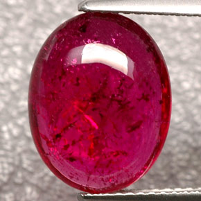 5.88 ct Red Rubellite Tourmaline Stone, Natural Rubellite Tourmaline in Oval Cabochon Shape for Sale