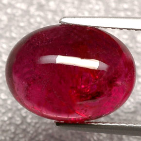 8.16 ct Red Rubellite Tourmaline Gemstone, Rubellite Tourmaline Gem in Oval Cabochon Shape for Sale.