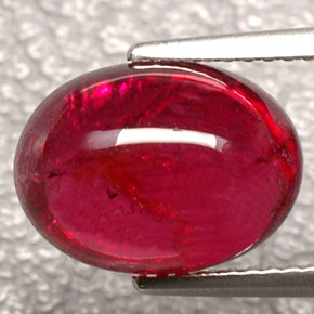 5.64 ct Red Rubellite Tourmaline Gemstone, Rubellite Tourmaline Gem in Oval Cabochon Shape for Sale.