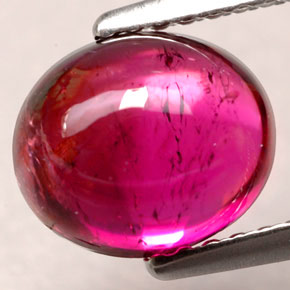 2.26 ct Red Rubellite Tourmaline Gemstone, Rubellite Tourmaline Gem in Oval Cabochon Shape for Sale.