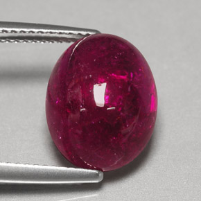 7.57 ct Red Rubellite Tourmaline Stone, Natural Rubellite Tourmaline in Oval Cabochon Shape for Sale