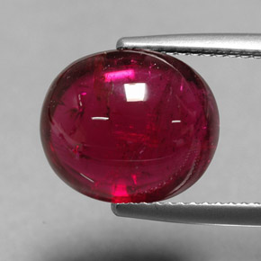 6.77 ct Red Rubellite Tourmaline Gemstone, Rubellite Tourmaline Gem in Oval Cabochon Shape for Sale.