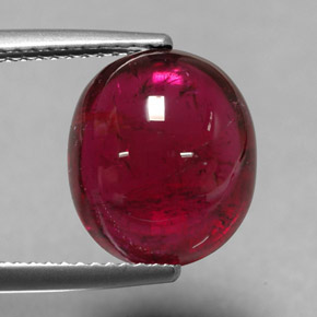 6.77 ct Red Rubellite Tourmaline Stone, Natural Rubellite Tourmaline in Oval Cabochon Shape for Sale