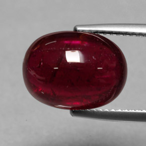 7.59 ct Red Rubellite Tourmaline Gemstone, Rubellite Tourmaline Gem in Oval Cabochon Shape for Sale.