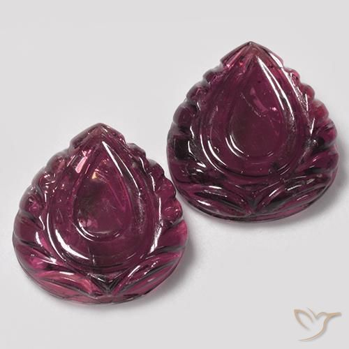 17.16 ctw Purple Rubellite Tourmaline Stones, Natural Rubellite Tourmaline in Carved Leaf Shape for Sale