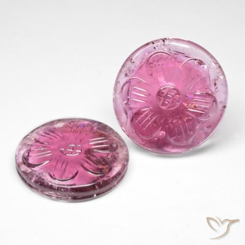 20.76 ctw Purple Rubellite Tourmaline Stones, Natural Rubellite Tourmaline in Carved Round Shape for Sale