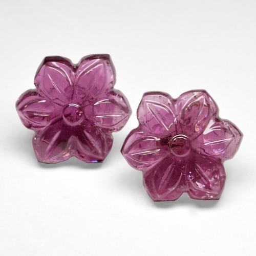 Light Raspberry Red Rubellite Tourmaline Gem - 7.6ct Carved Flower (ID: 562194)