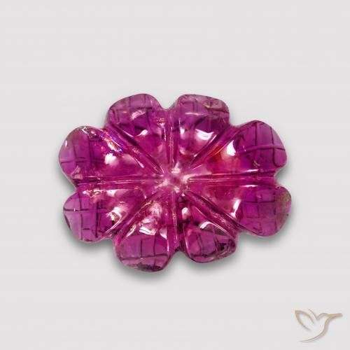 4.63 ct Red Rubellite Tourmaline Stone, Natural Rubellite Tourmaline in Carved Flower Shape for Sale