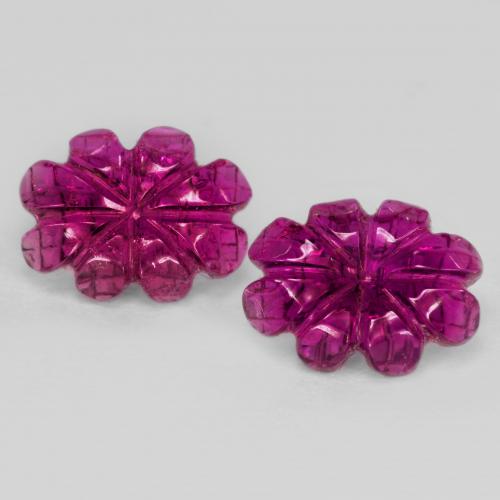 Dark Red Rubellite Tourmaline Gem - 1.8ct Carved Flower (ID: 576887)