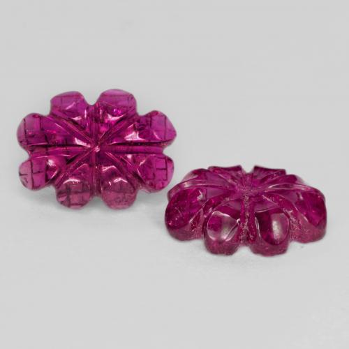 3.63 ctw Red Rubellite Tourmaline Stones, Natural Rubellite Tourmaline in Carved Flower Shape for Sale