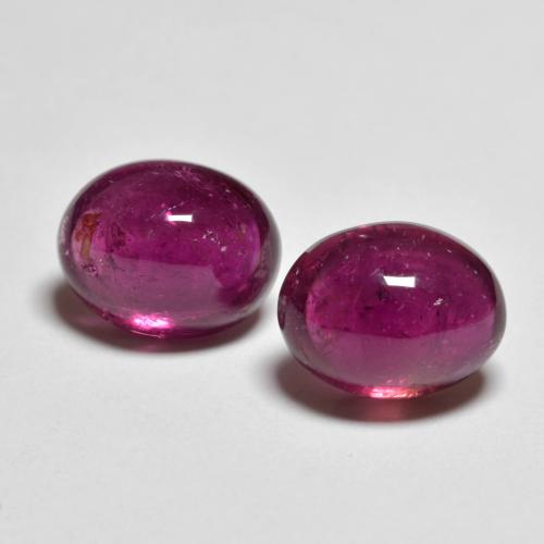 5.70 ctw Purple Rubellite Tourmaline Gemstones, Rubellite Tourmaline Gems in Oval Cabochon Shape for Sale.