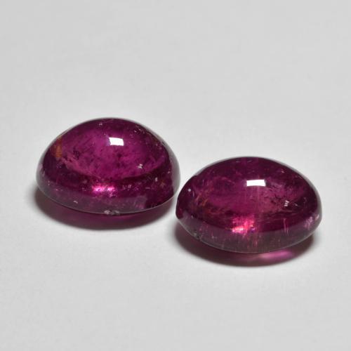 Rubellite Tourmaline Gemstones in 9 x 7 mm (calibrated) Size for Sale, Rubellite Tourmaline Stones in Reddish Purple Color
