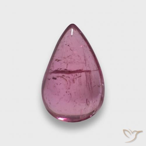 11.2 x 7.2mm Pear Purple Rubellite Tourmaline from Mozambique, Weight of 2.27ct, Natural untreated Gemstone in Transparent Clarity, 1pc Pear Cabochon Rubellite Tourmaline - Color: Dark Magenta-pink, Mohs Hardness of 7 - 7.5 suitable for daily wear jewelry, Photo A