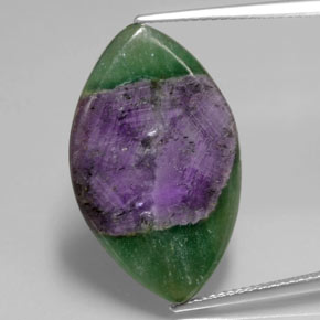 14.59 ct Bi-color Ruby in Fuchsite Gemstone, Ruby in Fuchsite Gem in Marquise Slice Shape for Sale.