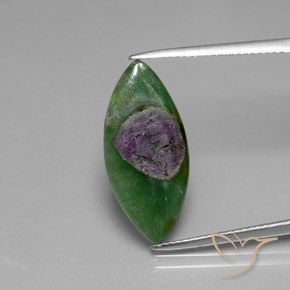 Rubis en Fuchsite Multicolore Marquise 5,08 ct d'Éthiopie, Dimension 22,2 x 10,1mm, Pierre gemme naturelle Non traité, pureté Translucide, 1 pièce Rubis en Fuchsite marquise slice, dureté de Mohs de 2 à 3, Photo A